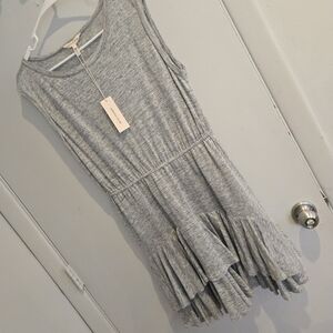 Rebecca Taylor Soft Linen Gray Sleeveless Ruffle Dress